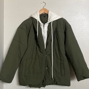 Army green puffer jacket